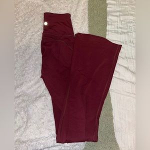 Size 2 Lululemon flares in the color “Red Merlot”